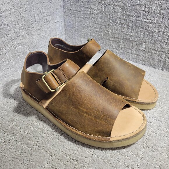 Clarks Originals Men's Size 11.5M US Brown Leather Trek Strap Crepe Sole Sandals